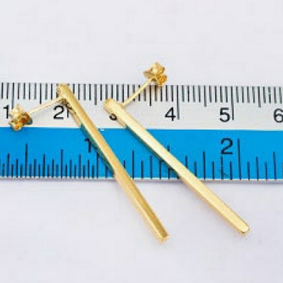 FOR SWANAPPROACH .925 Sterling Silver 24k Gold Vermeil Style Stick Stud Earrings - Picture 5 of 5